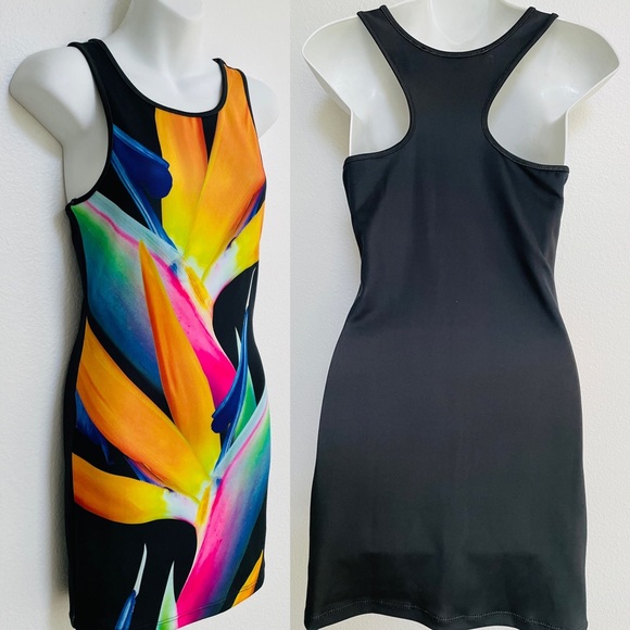 BIRD of PARADISE Tropical Bodycon Racerback DRESS - Picture 3 of 11